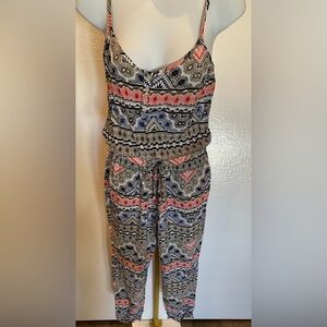 Old Navy Black Pink Blue Cami Jumpsuit with Elastic Waist